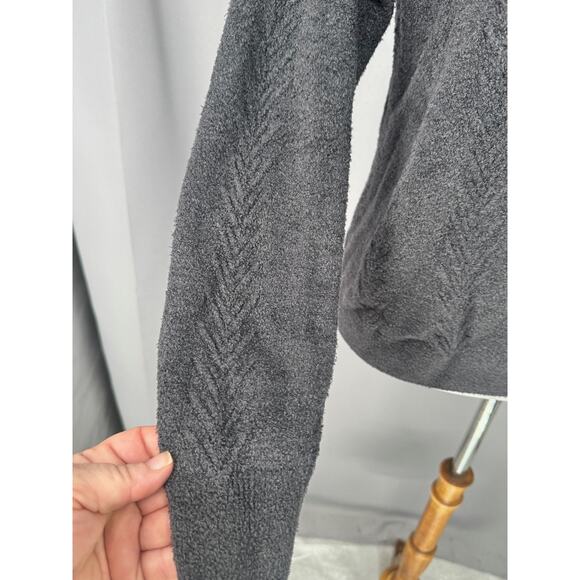 Barefoot Dreams Sweater Womens XS Gray CozyChic Mock Neck 1/4 Zip Pullover - Picture 6 of 14
